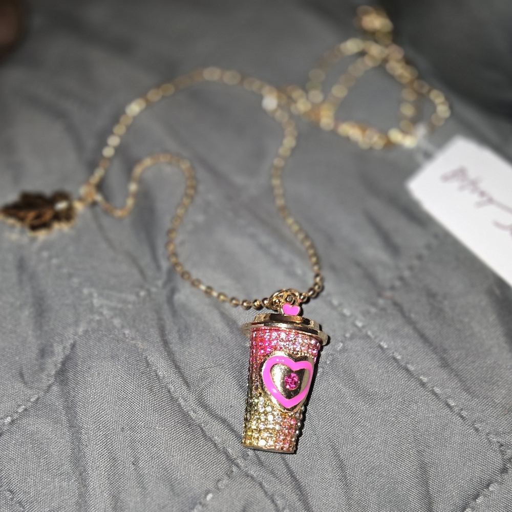Betsey Johnson Pink and Gold Cup Necklace